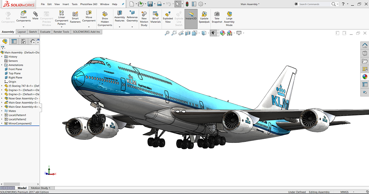 SOLIDWORKS Boeing 747 model