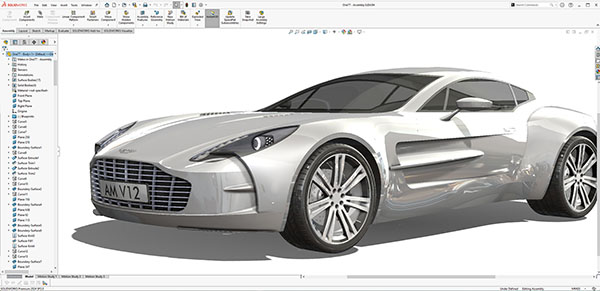 SOLIDWORKS Aston Martin One-77 tutorial Frontview
